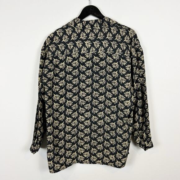 Bogari Studio Button Down Blouse Size Small Vintage 100% Silk Abstract Print - Picture 5 of 5